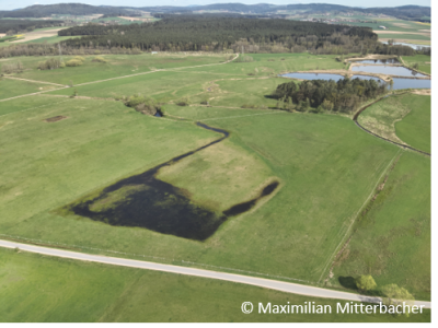 Flachwasserbereiche zur Lebensraumoptimierung aus der Vogelperspektive