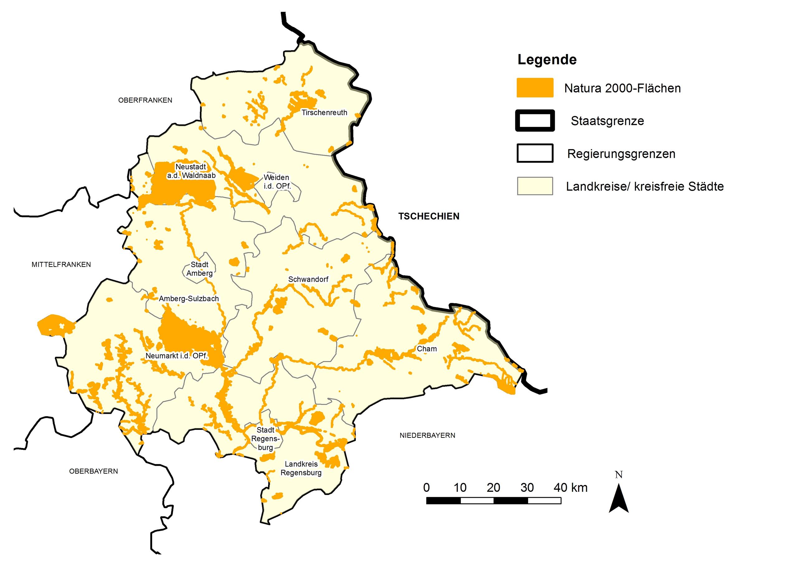 Übersicht der Natura 2000-Gebiete in der Oberpfalz