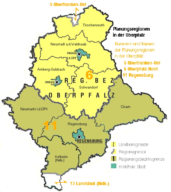 Planungsregionen Oberpfalz